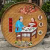 Cesta de bambú tejida a mano pintada a mano cesta para aventar pintura decoración de restaurante pintura de pared de granja hotel casa de huéspedes habitación privada compartimento pared de fondo decoración colgante