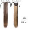 Cabelo Liso Longo de 32 Polegadas Exportação Cabelo Sintético de Alta Temperatura Rabo de Cavalo Duplo Extensões de Cabelo para Mulheres, Rabo de Cavalo Longo Trançado com Amarração, Ossier