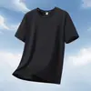 Atacado Nova Camisa de Seda Gelada de Verão Elástica Secagem Rápida Respirável Manga Curta Tamanho Grande Masculina Preto Claro Transfronteiriça