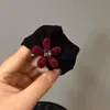 Faixa de Cabelo com Flor de Veludo e Strass Estilo Coreano para Mulheres Outono e Inverno Novo Estilo Corda de Cabelo Elástico de Cabelo Bola na Ponta Corda para Rabo de Cavalo Baixo