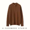 Outono e Inverno 2026 Novo Estilo Suéter de Cashmere com Gola Meia-Alta Meia-Aberto de Manga Longa Tricô Torcido Suéter de Cashmere para Mulheres
