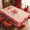 Toalha de Mesa de Ano Novo Impermeável e à Prova de Óleo Tapete de Mesa Vermelho Festivo Ano do Cavalo Decoração de Atmosfera de Ano Novo Toalha de Mesa para Mesa de Centro Retangular