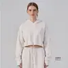 Sudadera con Capucha para Exteriores de Manga Larga Sólida Corta Moda Tendencia Cálida Ropa para Correr Entrenamiento Yoga Mujer