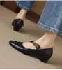 Zapatos Mary Jane Versátiles Cómodos de Piel de Cordero Suave con Tacón Oculto Francés para Mujer Planos Retro de Correa Única Zapatos Pequeños de Cuero