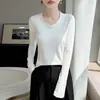 Estilo Europeo 2026 Otoño Nuevo Color Sólido Cuello en U Adelgazante Camiseta Interior Top Moda Chic Cepillado Ropa Interior para Mujer Primavera Otoño