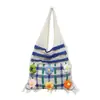 Bolso tejido estilo perezoso transfronterizo para mujer 2026 nuevo color block para vacaciones bandolera individual bolso tote de gran capacidad para el trabajo