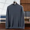 Suéter masculino de caxemira, outono e inverno, pulôver solto, novo gola semi-alta, suéter base de malha versátil, suéter quente masculino