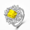 Lujoso Juego Completo de Diamantes Anillo Rectangular de Diamantes con Cristal Esmeralda Rojo Anillo de Tesoro de Color Diamante Cuadrado de Moda de Venta Caliente de Celebridad de Internet