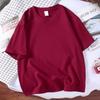 H2300 Camiseta de Algodón Puro Pesado Hombro Caído Manga Corta Cuello Redondo 230g Tendencia Oversize Color Sólido Estilo Básico