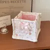 Cesta Organizadora Acolchoada Rosa Xadrez Estilo Coreano, Alto Valor Estético, Organizador de Lanches e Itens Diversos para Sala de Estar, Cesta de Armazenamento de Cabeceira