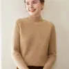 Camisa Base de Punto de Cachemira Nueva para Otoño e Invierno Moda Versátil Holgada Adelgazante Cuello Semi Alto Manga Larga para Mujer Engrosada