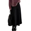 Falda midi de punto minimalista estilo coreano para mujer, nueva colección otoño/invierno 2026, de cintura alta, adelgazante, corte holgado, falda línea A suave y cómoda con dobladillo acampanado