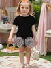 Vestido de retazos para niña, moderno y a la moda, para el verano 2025, dulce vestido infantil de manga corta para bebés niñas