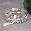 Novo Pingente de Borboleta com Borla Estilo Chinês Pulseira de Contas de Cristal Boêmia com Múltiplas Camadas e Múltiplos Círculos para Mulheres