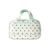 Bolsa de Maquiagem de Mão com Bolinhas Pequenas Cor Menta Grande Capacidade com Camadas Bolsa de Higiene Pessoal para Viagem Portátil Impermeável Bolsa Organizadora de Skincare