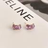 Brincos Coreanos de Nicho Retrô Coloridos de Diamante Multifacetado Roxo Colorido Pequenos Versáteis Agulhas de Prata Exquisitos