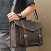 2019 Verano Nuevo Vintage Bolso de Hombre Decoración de Cinturón Maletín de Cuero Crazy Horse Bolso de Mano de Cuero Genuino para Hombre 7377R