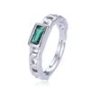 Anillo de circonita cuadrada con diseño ajustable y apertura para mujer, de estilo europeo y americano, con un nicho simple y sinuoso.