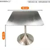 Mesa de comedor de acero inoxidable cepillado, popular en cafeterías, diseño simple con patas acampanadas, mesa redonda pequeña sólida para tiendas de té de leche, estilo industrial