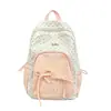 Mochila Fofa Doce Feminina para Alunas, Bolsa Escolar Versátil para Aula, Moda Acadêmica Estilo Coreano, Mochila de Bolinhas com Laço