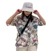 Camisa Masculina Vintage Floral de Manga Curta Estilo Japonês Chique Ins Estilo Porto Havaiano Malandro Cool Tendência Camisa Fina
