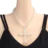 Collar Punk Exagerado Personalizado Transfronterizo Europeo y Americano Femenino Nicho Cruz Perla Nuevo Colgante Collar Femenino