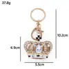 Amazon Transfronterizo Popular Hebilla de Llavero de Cristal de Corona Colgante para Llaves de Coche Mochila Cadena de Metal con Pedrería