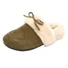 Pantuflas de media punta peludas de un solo paso para mujer, temporada de otoño e invierno, forradas de polar, se pueden usar al aire libre, nuevo estilo 2026, lazo retro, pantuflas cálidas