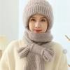 Chapéu feminino outono e inverno chapéu de esquilo veludo chapéu cachecol integrado chapéu de neve forrado com fleece chapéu de lã fivela proteção para as orelhas chapéu de tricô