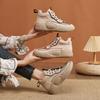 Tenis Blancos de Caña Alta para Mujer, Piel Genuina, Estilo Coreano Nuevo Otoño e Invierno 2026 Versátiles de Suela Gruesa Bloque de Color Deportivos Casuales Zapatos de Papá