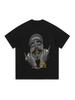 Camiseta de manga corta con estampado de rap hip hop antiguo de lavado pesado de estilo americano para hombre, camiseta informal holgada de media manga de marca de moda transfronteriza