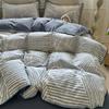 Conjunto de Cama de Algodão Puro Escovado Outono e Inverno Quatro Peças Lençóis de Cama Grossos de Algodão, Lençóis de Cama com Elástico, Capas de Edredom, Conjunto de Roupa de Cama de Três Peças