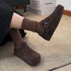 Novos Tênis Birkenstock Peludos de Slip-On Aumentadores de Altura 2025 para Mulheres, Sapatos Retrô de Veludo e Algodão com Sola Super Reta