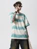 Nasa Tie-Dye Rayado Manga Corta Verano Trendy Americano Retro Manga Media Top de Pareja Talla Grande Oversize Manga Cinco Puntos