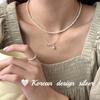 Diseño de Nicho Coreano Plata de Alta Calidad Plata de Ley S925 Collar de Perlas con Lazo Apilado Elegante para Mujer