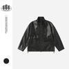 Blackhoop Marca Americana de Moda Chaqueta de Piel Sintética Abrigo Negro para Hombres y Mujeres Diseño de Pareja Elegante Chaqueta Biker B15