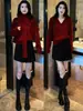 Suéter com cachecol destacável estilo preguiçoso com camada interna de tricô para mulheres, outono e inverno, design plus-size, top emagrecedor