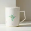 Caneca de Escritório de Porcelana Branca das Dinastias Tang e Song, Pintada à Mão com Borboletas, com Tampa, Filtro Interno para Separação de Chá, Caneca para Preparo de Chá Doméstico