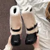 Botas Femininas de Salto Grosso Quente com Veludo Preto 2026 Novo Estilo Inverno Para Pessoas Baixas Aumento de Altura Com Saias Emagrecimento Botas de Algodão