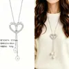 Cadena para Suéter de Collar Largo Geométrico, Accesorio de Lujo de Alta Gama, Versátil y de Moda, Colgante de Perla para Otoño e Invierno