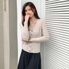 Cardigã de Tricô de Lã de Manga Comprida com Decote em V para Mulheres, Estilo Japonês Vintage, Casaco Suéter Slim-Fit, Venda de Liquidação