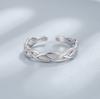 Anillo Ajustable de Plata Esterlina 925 Trenzado con Apertura para Mujer Europeo y Americano Simple Viento Ins Anillo para Dedo Amazon Transfronterizo