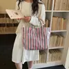 Bolso de hombro individual a rayas de moda de gran capacidad para mujer, bolso de compras elegante para mujer, bolso de mano informal para dama