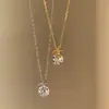 Nuevo Collar con Colgante Redondo de Diamante Flor de Iris Retro Chino para Mujer Diseño de Moda de Nicho Collar Versátil de Gama Alta