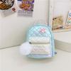 Mochila Escolar Pequeña Flor Dulce para Bebé, Mochila de Moda con Rombo y Bola de Pelo Grande para Niños y Niñas, Bolso de Hombro con Cuentas Mochila para Niños