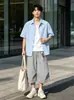 Pantalones Cropped de Pierna Recta Casuales, Holgados, con Pliegues, de Largo Medio para Mujer, Pantalones Casuales Versátiles de Verano, Colgante Decorativo Simple Estilo Coreano para Hombre