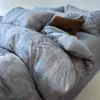 Otoño e Invierno Nuevo Juego de Cama de Algodón Cepillado 60s de Cuatro Piezas Algodón Puro Todo Algodón Engrosado Cálido Estampado Funda de Edredón Suave Suministros
