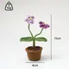 Planta de Nomeolvides en Maceta Transfronteriza Decoración para el Hogar, Ramo de Flores de Valle de Lirio Tejidas a Crochet Hecho a Mano, Flor Artificial de Lana