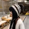 Gorro pullover doce e versátil com forro de fleece para mulheres, gorro de lã casual estilo Fair Isle para outono e inverno, gorro quente e à prova de frio para atividades ao ar livre
