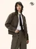 Chaqueta Yongfang Estilo Americano Old Money para Hombre y Mujer, Retro Melange Polar Casual Holgado Cuello Alto Versátil